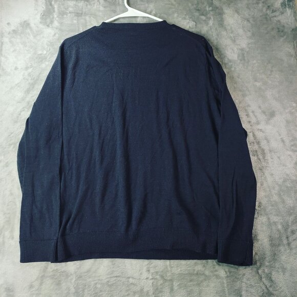 Everlane‎ Womens 100% Wool Sweater L Navy Blue Crewneck Pullover Classic Vibes - Picture 8 of 9
